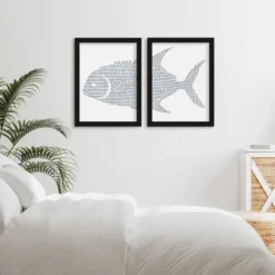 Fish Stripes By Jetty Home Set Of 2 Framed Diptych Wall Art Set - Americanflat