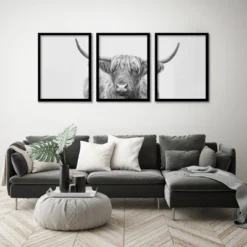 (Set Of 3) Triptych Wall Art Highland Bull Horns By Sisi And Seb - Set Of 3 Framed Prints - Americanflat -Americanflat GUEST 029b1cb6 54d2 4380 98e7 52e909024d0c