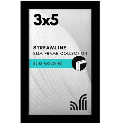 Americanflat 3x5 Picture Frame With Polished Crystal-Clear Glass - Streamline - Thin Border Photo Frame - Easel Stand Included - Black 3 Americanflat 3x5 Picture Frame With Polished Crystal-Clear Glass - Streamline - Thin Border Photo Frame - Easel Stand Included - Black