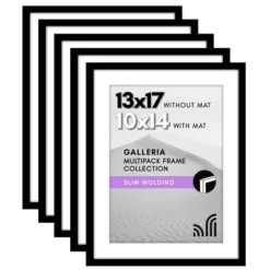 Americanflat 13x17 Picture Frame With Polished Plexiglass - Set Of 5 - Use As 10x14 Frame With Mat Or Display 13x17 Photo Without Mat - Galleria