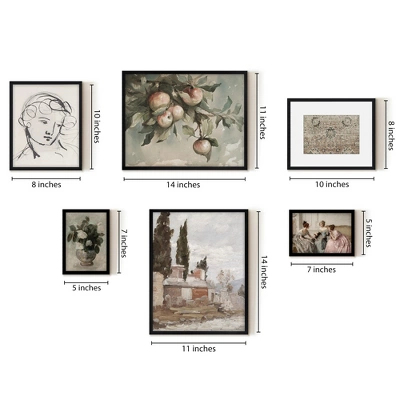 Americanflat 6 Piece Vintage Gallery Wall Art Set - Chickadee, Apple Tree Watercolor, Portrait Sketch, Afghan Rug By Maple + Oak 3 Americanflat 6 Piece Vintage Gallery Wall Art Set - Chickadee, Apple Tree Watercolor, Portrait Sketch, Afghan Rug By Maple + Oak - Image 2