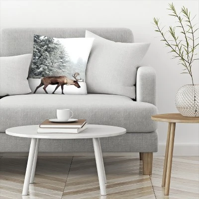 Moose In The Winter Forest By Tanya Shumkina Throw Pillow - Americanflat 4 Moose In The Winter Forest By Tanya Shumkina Throw Pillow - Americanflat - Image 2