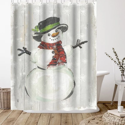 Americanflat 71" X 74" Shower Curtain, Holiday Snowman By PI Creative Art 4 Americanflat 71" X 74" Shower Curtain, Holiday Snowman By PI Creative Art - Image 2