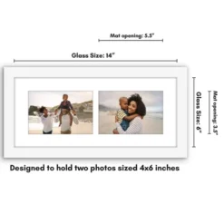 Americanflat 4x6 Double Picture Frame - Fits Two 4x6 Photos Or Use As One 6x14 Frame -- Collage Frames For Tabletop And Wall Display - White