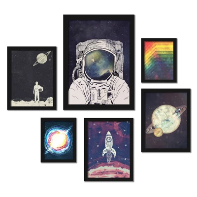 (Set Of 6) Framed Prints Gallery Wall Art Set Outer Space Astronaut By Tracie Andrews - Americanflat 3 (Set Of 6) Framed Prints Gallery Wall Art Set Outer Space Astronaut By Tracie Andrews - Americanflat
