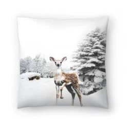 Spotted Deer In The Winter Forest By Tanya Shumkina Throw Pillow - Americanflat -Americanflat GUEST 141bca52 95c0 44ee 9d53 1d966e19ca8a