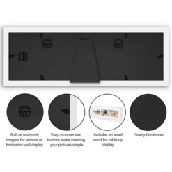 Americanflat 6x20 Collage Picture Frame With Shatter-Resistant Glass - Fits (3) 4x6 Photos Or One 6x20 Photo - Gallery Wall Frame Set - White -Americanflat GUEST 1c256149 e941 469d a763 34aea2233fc2