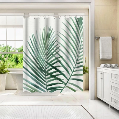 Americanflat 71" X 74" Shower Curtain, Emerald Palms By Modern Tropical 3 Americanflat 71" X 74" Shower Curtain, Emerald Palms By Modern Tropical