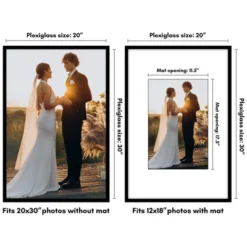 Americanflat 12x30 Collage Picture Frame With Polished Plexiglass - Fits One 8x10 Photo And Eight 4x6 Photos - Signature Collection - White