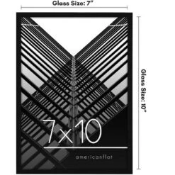 Americanflat 7x10 Picture Frame - Streamline Collection - Thin Border Photo Frame For Tabletop And Wall Display - Black
