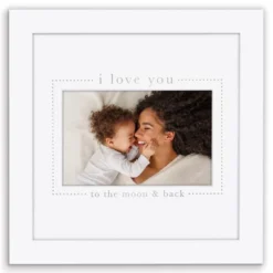 Americanflat Baby Picture Frame - Use As 4x6 With 3 Mats Or Display 8x8 Photos Without Mat - Signature Collection - White