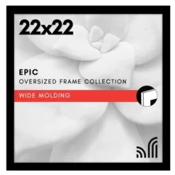 Americanflat 22x22 Picture Frame With Polished Plexiglass - Epic - Square Picture Frame With Engineered Wood - Wide Photo Frames - Black