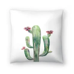 Cactus With Flowers By Tanya Shumkina Throw Pillow - Americanflat -Americanflat GUEST 3c2d466e 0add 4d85 bfd1 94cbb134a75f