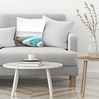 Surfboards Waiting For Surfers By Tanya Shumkina Throw Pillow - Americanflat 4 Surfboards Waiting For Surfers By Tanya Shumkina Throw Pillow - Americanflat - Image 2