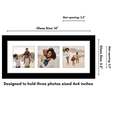 Americanflat 5.5x14 Collage Picture Frame With Shatter-Resistant Glass - Fits Three 4x4 Photos Or One 5.5x14 Photo - Signature Collection - White 3 Americanflat 5.5x14 Collage Picture Frame With Shatter-Resistant Glass - Fits Three 4x4 Photos Or One 5.5x14 Photo - Signature Collection - White
