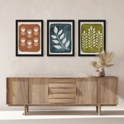 (Set Of 3) Scandi Botanical Stamps By Pauline Stanley Framed Triptych Wall Art Set - Americanflat