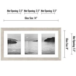 Americanflat 8x16 Collage Picture Frame In Driftwood - Display Three 4x6 Inch Photos With Mat And 8x16 Without Mat - Family Collage Picture Frame