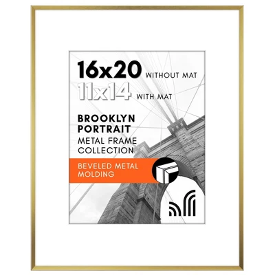 Americanflat Aluminum 16x20 Picture Frame With Shatter-Resistant Glass - Use As 11x14 Frame With Mat Or Display 16x20 Photo Without Mat - Brooklyn 3 Americanflat Aluminum 16x20 Picture Frame With Shatter-Resistant Glass - Use As 11x14 Frame With Mat Or Display 16x20 Photo Without Mat - Brooklyn