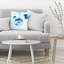 Blue Ornaments By Pi Holiday Collection - Minimalist Throw Pillow