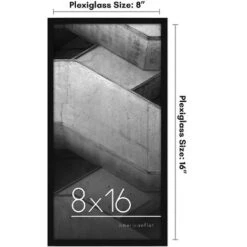 Americanflat 8x16 Picture Frame - Streamline Collection - Thin Border Photo Frame For Tabletop And Wall Display - Black