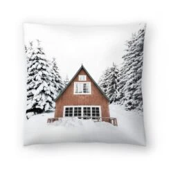 Snowy Cabin At Christmas By Tanya Shumkina Throw Pillow - Americanflat -Americanflat GUEST 5b102f08 7d8d 4dfb bbc0 26b91840eabd