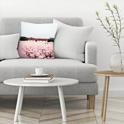 Pink Fields With Blooming Flowers By Tanya Shumkina Throw Pillow - Americanflat 4 Pink Fields With Blooming Flowers By Tanya Shumkina Throw Pillow - Americanflat - Image 2