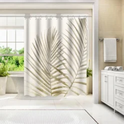 Americanflat 71" X 74" Shower Curtain Neutral Styles By Modern Tropical