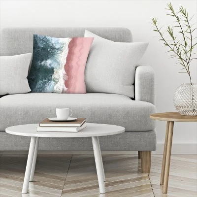 Pink Ocean Beach Top View By Tanya Shumkina Throw Pillow - Americanflat 4 Pink Ocean Beach Top View By Tanya Shumkina Throw Pillow - Americanflat - Image 2
