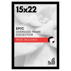 Americanflat 15x22 Picture Frame With Polished Plexiglass - Black Picture Frame - Wide Photo Frames Made Of Engineered Wood - Epic - Black