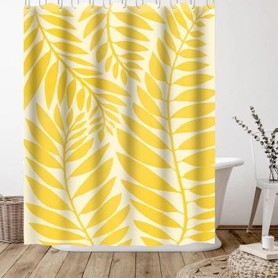 Americanflat 71" X 74" Shower Curtain, Golden Yellow Leaves By Modern Tropical 4 Americanflat 71" X 74" Shower Curtain, Golden Yellow Leaves By Modern Tropical - Image 2