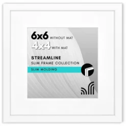 Americanflat 6x6 Picture Frame With Shatter-Resistant Glass - Use As 4x4 Frame With Mat Or Display 6x6 Photo Without Mat - - Square Frames For