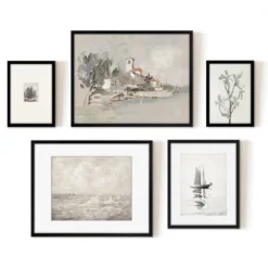 Americanflat 5 Piece Vintage Gallery Wall Art Set - Seaside Villa, Seascape In Greys, Calm Sailing, Tree Etching By Maple + Oak 11 Americanflat 5 Piece Vintage Gallery Wall Art Set - Seaside Villa, Seascape In Greys, Calm Sailing, Tree Etching By Maple + Oak -Americanflat GUEST 72bb1d77 3c22 4f3e ac9f 6f59b372fbab