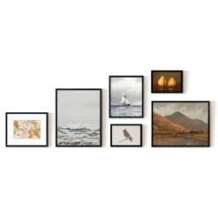 Americanflat 6 Piece Vintage Gallery Wall Art Set - White Caps, New Hampshire Autumn, Small Ship, Oranges Lemons By Maple + Oak -Americanflat GUEST 745b6b76 e98b 4927 a122 e95bdc04f283