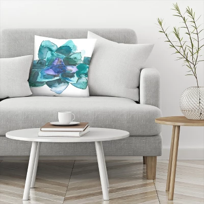 Americanflat Watercolor Blue And Green Succulent 2 By Jetty Home Throw Pillow 4 Americanflat Watercolor Blue And Green Succulent 2 By Jetty Home Throw Pillow - Image 2
