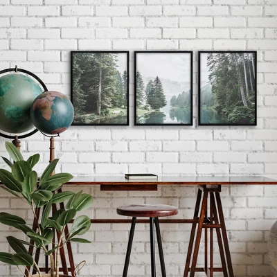 Americanflat 3 Piece 16x20 Wrapped Canvas Set - Green Forest By Artvir - Botanical Landscape Wall Art 3 Americanflat 3 Piece 16x20 Wrapped Canvas Set - Green Forest By Artvir - Botanical Landscape Wall Art