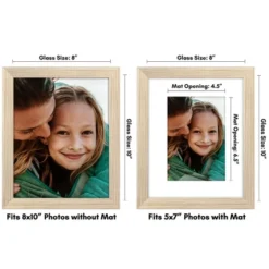 Americanflat 8x10 Picture Frame - Use As 5x7 Frame With Mat Or Display 8x10 Photo Without Mat -- Photo Frames For Tabletop And Wall - Natural Oak