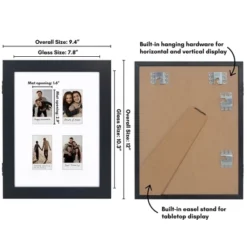 Americanflat 9x11 Picture Frame With Storage - Fits Four 2x3 Instant-Print Photos - Quick Change Storage Frame Holds Up To 100 Photos - Black