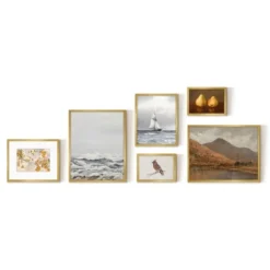 Americanflat 6 Piece Vintage Gallery Wall Art Set - White Caps, New Hampshire Autumn, Small Ship, Oranges Lemons By Maple + Oak -Americanflat GUEST 83dfb673 3a44 4024 b3ce 9ed743392034