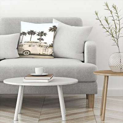 Retro Bus On The Beach By Tanya Shumkina Throw Pillow - Americanflat 4 Retro Bus On The Beach By Tanya Shumkina Throw Pillow - Americanflat - Image 2