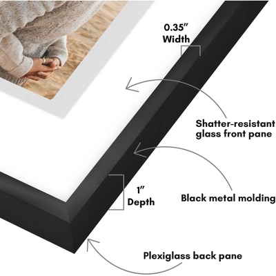 Americanflat Aluminum 8x10 Floating Picture Frame - Set Of 2 - Use As 5x7 Picture Frame Or Display 8x10 Photo - Photo Frames For Wall - Black 4 Americanflat Aluminum 8x10 Floating Picture Frame - Set Of 2 - Use As 5x7 Picture Frame Or Display 8x10 Photo - Photo Frames For Wall - Black - Image 2