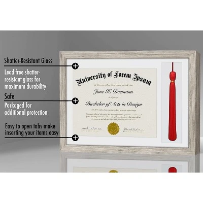 Americanflat 11x16 Graduation Frame With Tempered Shatter-resistant Glass - 2 Opening Mat Displays 8.5"x11" Diploma Or Certificate And Tassle - Available In A Variety Of Colors 5 Americanflat 11x16 Graduation Frame With Tempered Shatter-resistant Glass - 2 Opening Mat Displays 8.5"x11" Diploma Or Certificate And Tassle - Available In A Variety Of Colors - Image 3