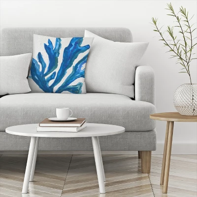 Americanflat Blue Watercolor Seaweed Painitng 2 By Jetty Home Throw Pillow 4 Americanflat Blue Watercolor Seaweed Painitng 2 By Jetty Home Throw Pillow - Image 2