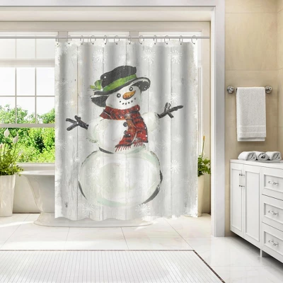 Americanflat 71" X 74" Shower Curtain, Holiday Snowman By PI Creative Art 3 Americanflat 71" X 74" Shower Curtain, Holiday Snowman By PI Creative Art