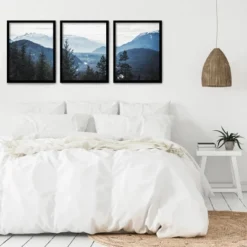 (Set Of 3) Triptych Wall Art Morning Mountain Views By Tanya Shumkina - Set Of 3 Framed Prints - Americanflat