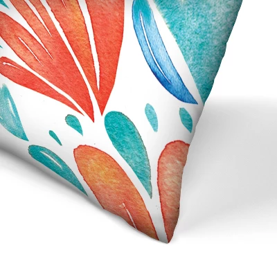 Americanflat Flor Coral Blue Folksy By Kristine Lombardi Throw Pillow 3 Americanflat Flor Coral Blue Folksy By Kristine Lombardi Throw Pillow