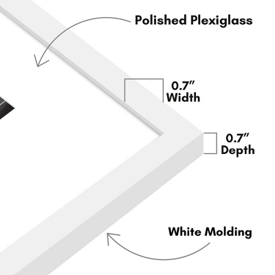 Americanflat 16x20 Picture Frame With Polished Plexiglass - Use As 6x8 Frame With Mat Or Display 16x20 Photo Without Mat - White 4 Americanflat 16x20 Picture Frame With Polished Plexiglass - Use As 6x8 Frame With Mat Or Display 16x20 Photo Without Mat - White - Image 2
