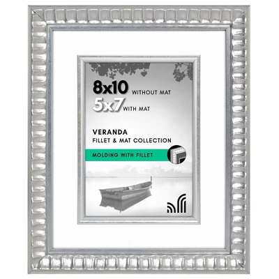 Americanflat 8x10 Picture Frame With Decorative Inner Mat - Displays 5x7 Photos With Mat Or 8x10 Without - Veranda Collection - Silver Vintage Frames 3 Americanflat 8x10 Picture Frame With Decorative Inner Mat - Displays 5x7 Photos With Mat Or 8x10 Without - Veranda Collection - Silver Vintage Frames