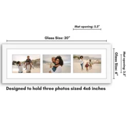 Americanflat 6x20 Collage Picture Frame With Shatter-Resistant Glass - Fits (3) 4x6 Photos Or One 6x20 Photo - Gallery Wall Frame Set - White