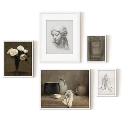 Americanflat 5 Piece Vintage Gallery Wall Art Set - Pot Kettle Still Life, Sculpture Study, Roses, Geometric Abstract By Maple + Oak 8 Americanflat 5 Piece Vintage Gallery Wall Art Set - Pot Kettle Still Life, Sculpture Study, Roses, Geometric Abstract By Maple + Oak - Image 6