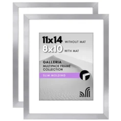 Americanflat 11x14 Picture Frame With Polished Plexiglass - Set Of 2 - Use As 8x10 Frame With Mat Or Display 11x14 Photo Without Mat - Galleria